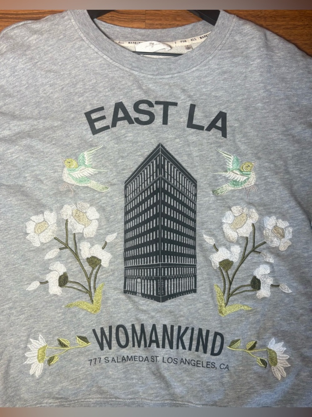 7 For All Mankind East LA Sweatshirt Embroidered Gray Small